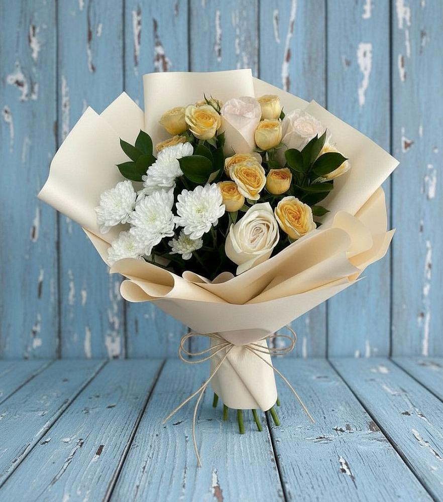 Букет цветов из: Розы и Хризантемы в Новопашковской