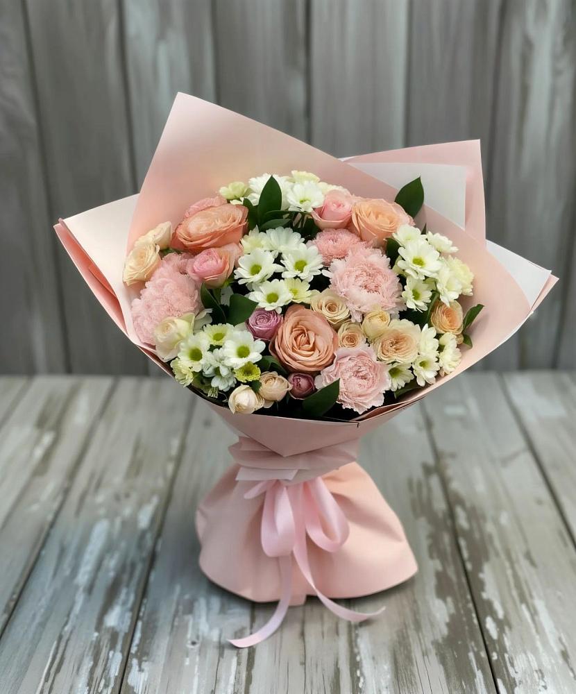 Букет цветов из: Гвоздики, Розы и Хризантемы в Новопашковской