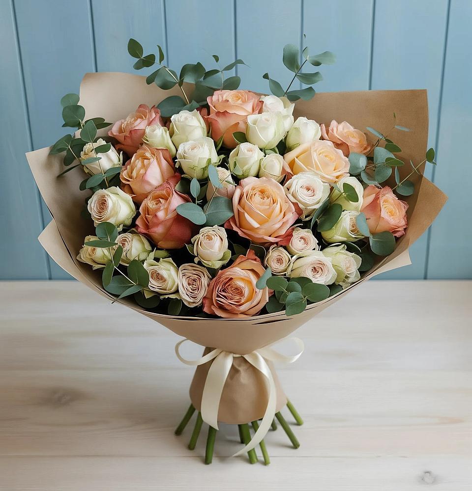 Букет цветов из: Альстромерии и Розы в Новопашковской