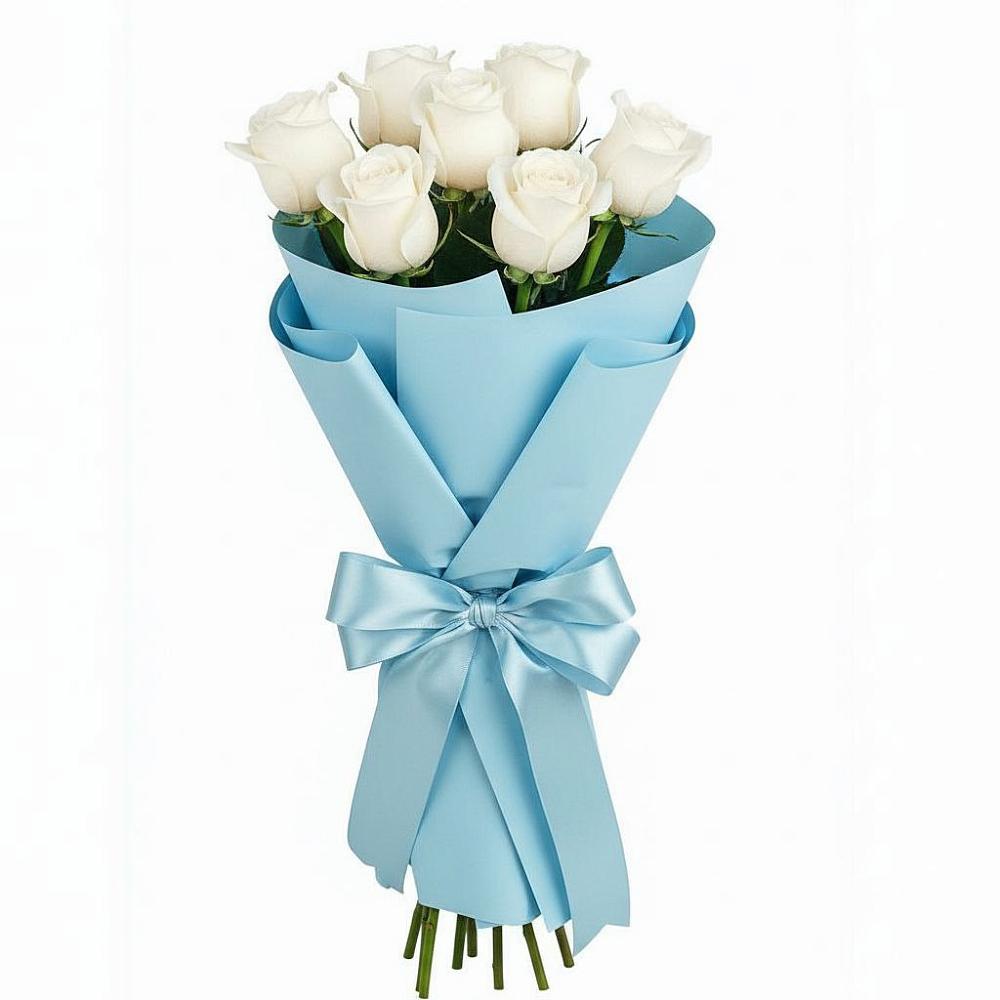 Букет 7 белых роз Проуд в Новопашковской