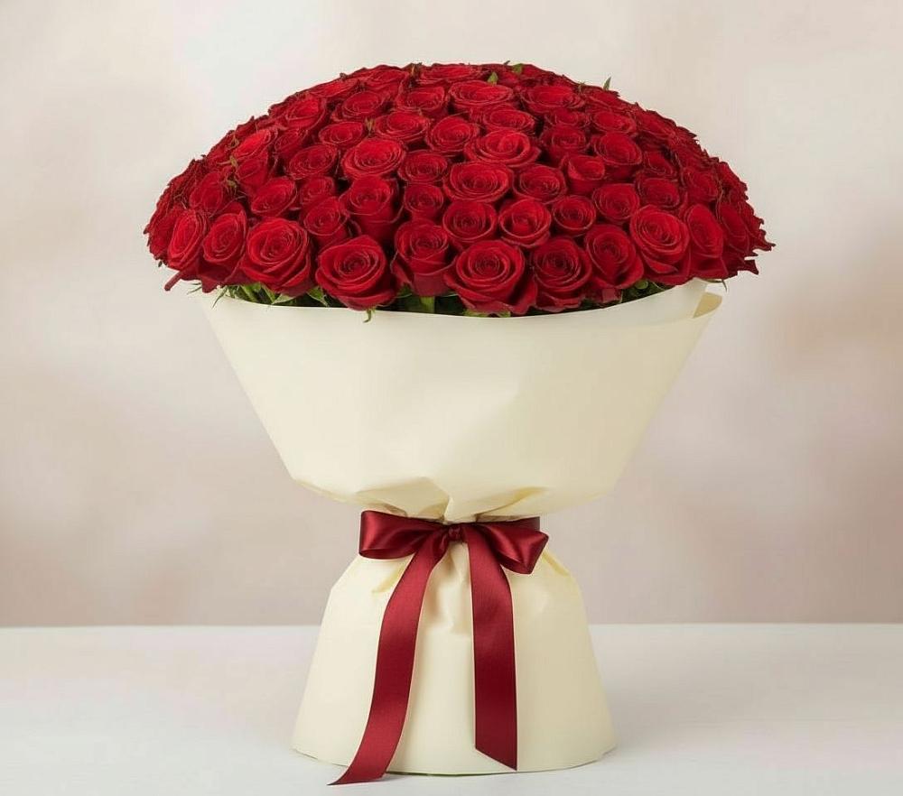 Букет 101 Красная роза Милано в Новопашковской