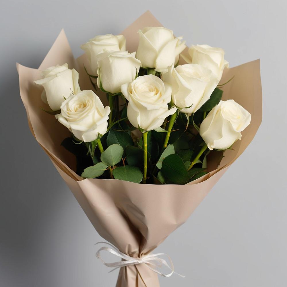 Букет 9 Белых роз Эдлесс Лав в Новопашковской