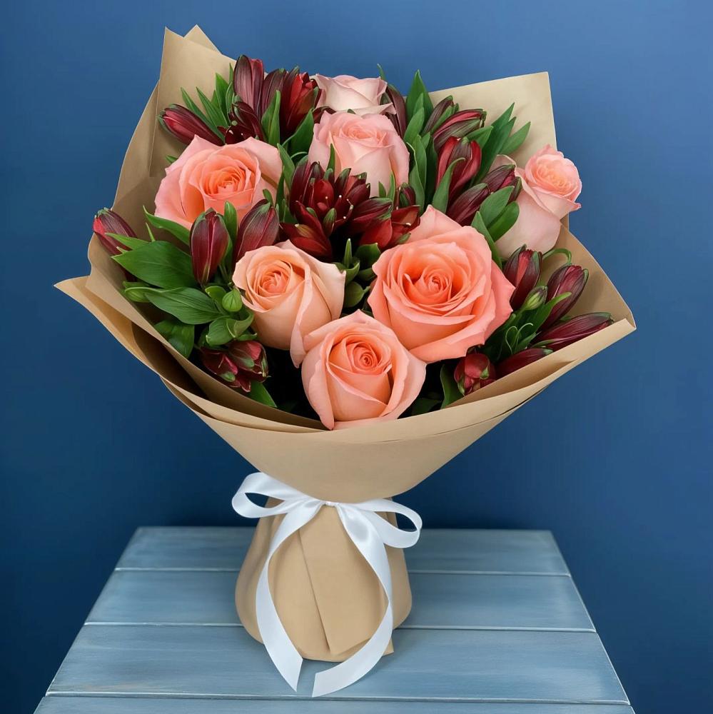 Букет цветов из: Розы и Альстромерии в Новопашковской