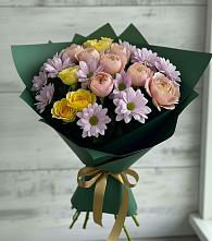 Букет цветов из:  Хризантемы и Розы в Новопашковской
