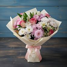 Букет цветов из:  Хризантемы, Альстромерии и Розы в Новопашковской