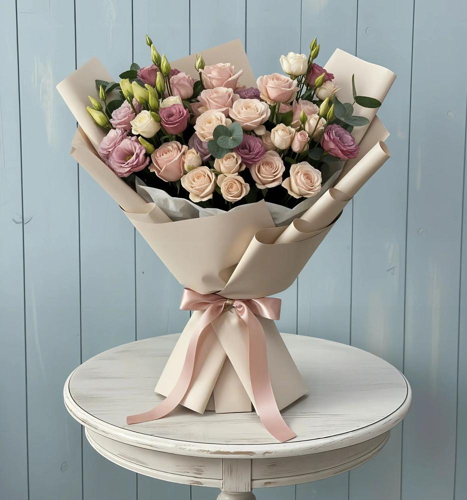 Букет цветов из: Розы и Лизиантусы в Новопашковской