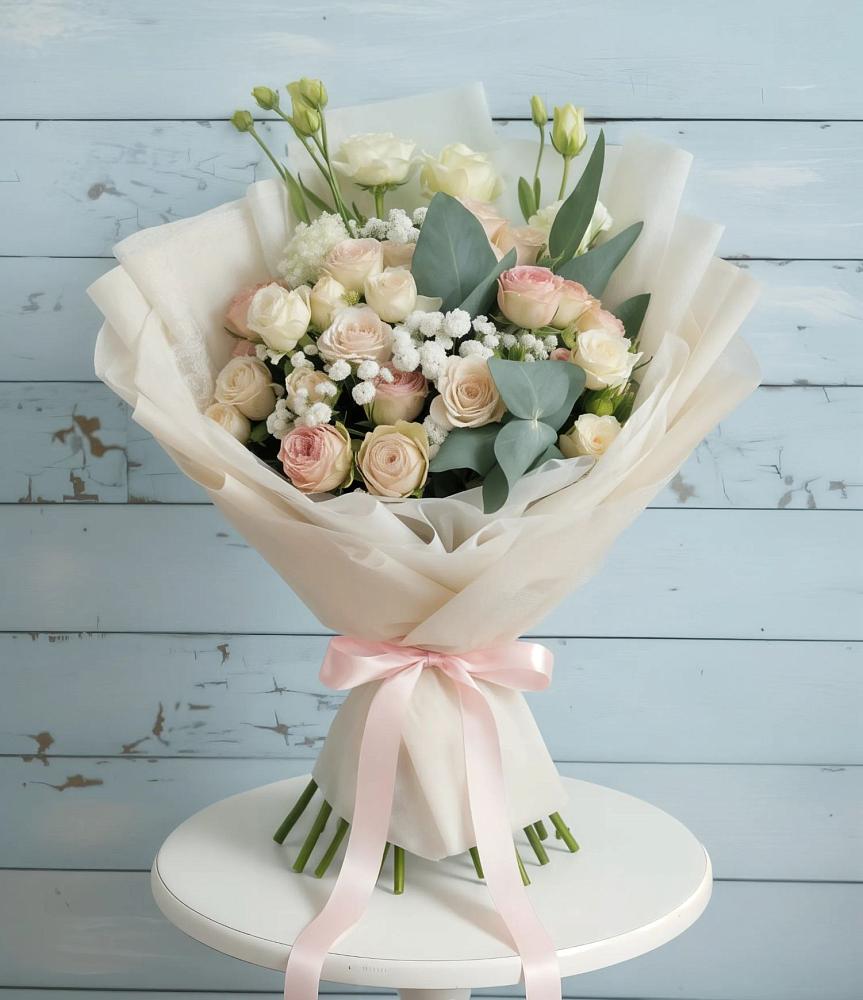 Букет цветов из: Розы и Лизиантусы в Новопашковской