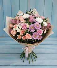Букет цветов из:  Хризантемы, Розы и Альстромерии в Новопашковской