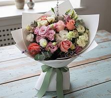 Букет цветов из:  Розы, Лизиантусы и Гвоздики #REPLACE_PRED# Новопашковской